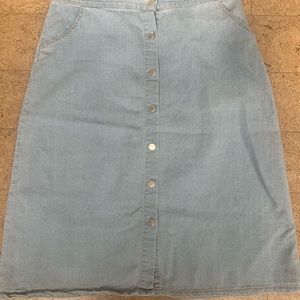 Jennifer Lauren button up denim mid skirt